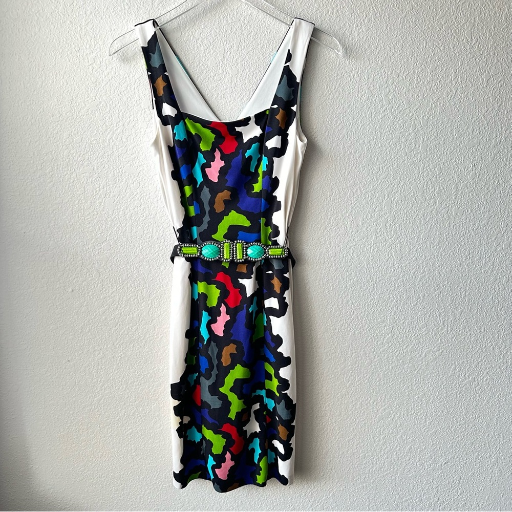 Joseph Ribkoff Multicolor Abstract Print Sheath Dress Size 4 - Picture 7 of 10